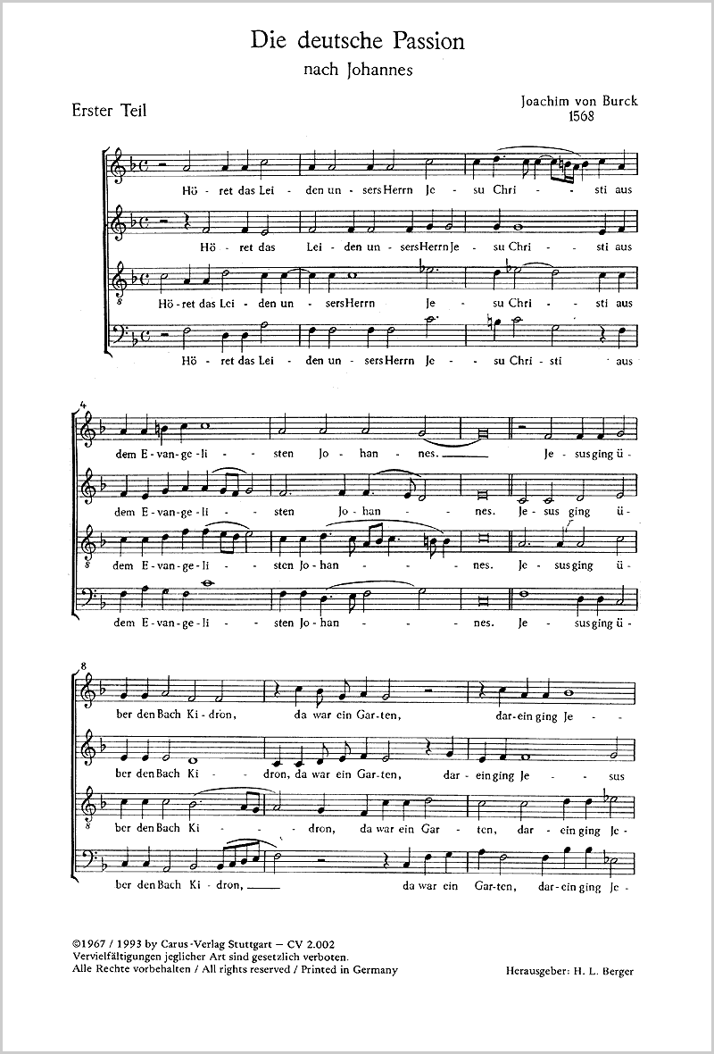 Jacobus Regnart: St. John Passion