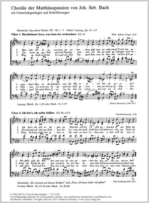 J. S. Bach: The 12 choral movements of the St. Matthew Passion with church chants and scripture readings