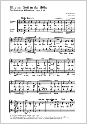 Johann Joachim Wachsmann : Choralmotette zu Weihnachten