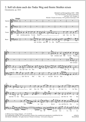 Heinrich von Herzogenberg: „Soll ich denn auch des Todes Weg“ op. 102,2 