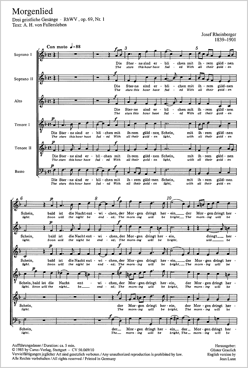 Josef Gabriel Rheinberger: Morgenlied; Hymne