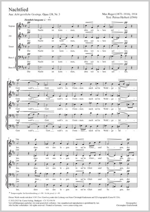 Max Reger: Nachtlied op. 138,3